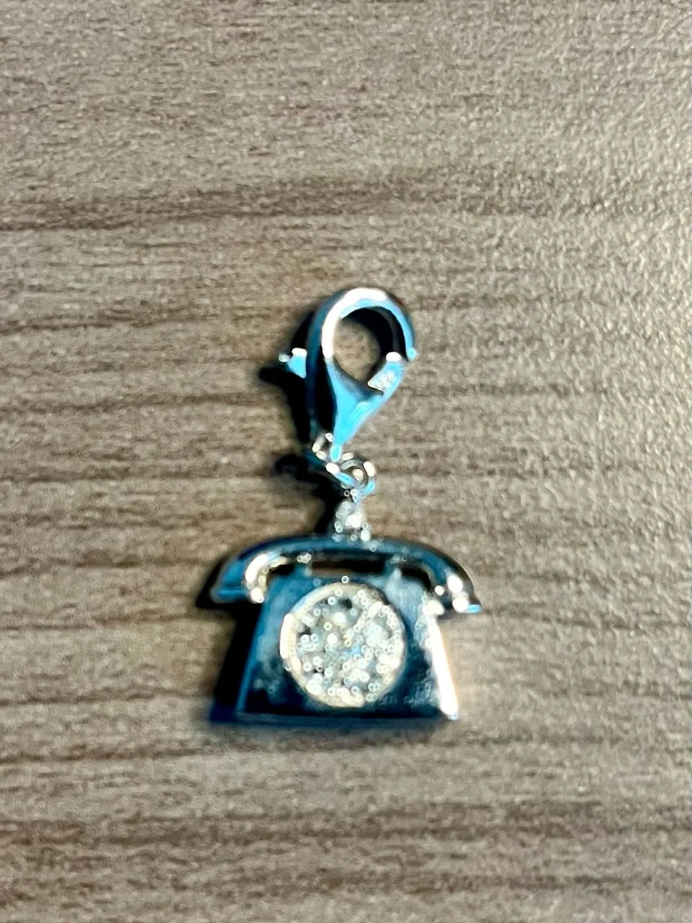 Silver Phone Charm Pendant with Lobster Clasp - Silver